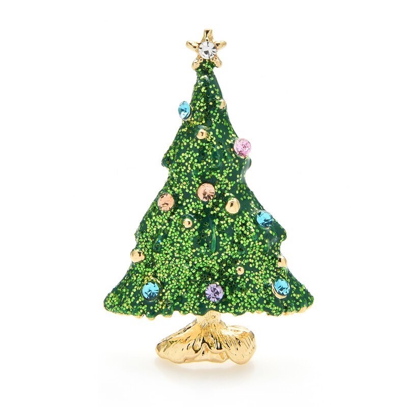 Snowing Christmas Tree - with rhinestones - elegant brooch