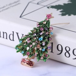 Green crystal Christmas tree - fashionable brooch
