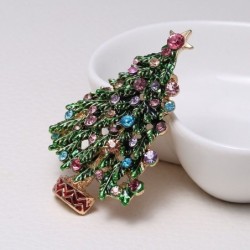 Green crystal Christmas tree - fashionable brooch