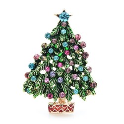 Green crystal Christmas tree - fashionable brooch