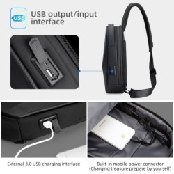 Fenruien - shoulder / crossbody bag - with USB charging port - waterproofBags