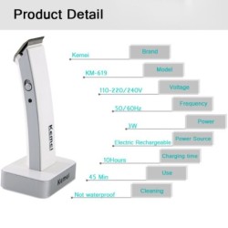 Kemei KM-619 - hair trimmer - rechargeable - super slim - with stand