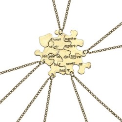 "Always Together Never Apart" - vintage puzzle pendant - necklace - 5 pieces