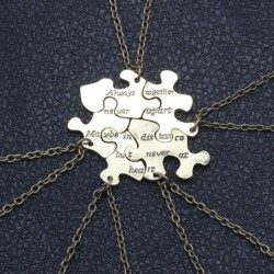 "Always Together Never Apart" - vintage puzzle pendant - necklace - 5 pieces