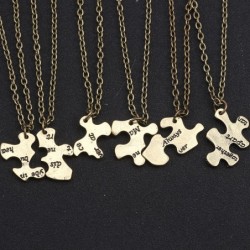 "Always Together Never Apart" - vintage puzzle pendant - necklace - 5 pieces