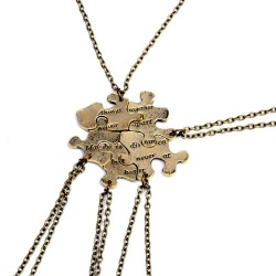 "Always Together Never Apart" - vintage puzzle pendant - necklace - 5 pieces