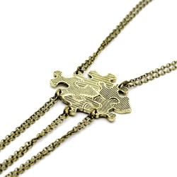 "Always Together Never Apart" - vintage puzzle pendant - necklace - 5 pieces