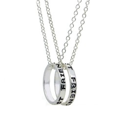 "Best Friends Forever" lettering circle pendant - three color necklaceNecklaces