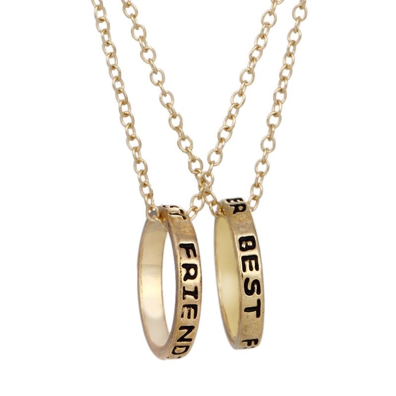 "Best Friends Forever" lettering circle pendant - three color necklaceNecklaces