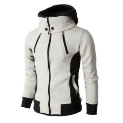 Fashionable men's hoodie - with turtleneck - long sleeves / pockets / zippersHoodies & Sweatshirt