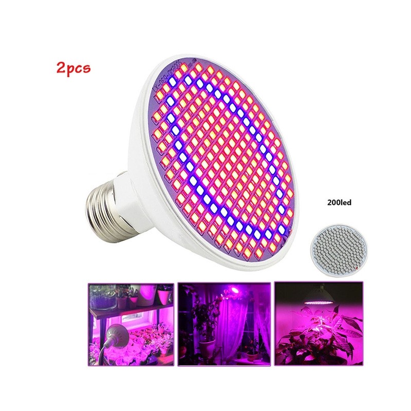 E27 LED lamp - 200 LED - grow lamp - hydroponics - 2 pieces