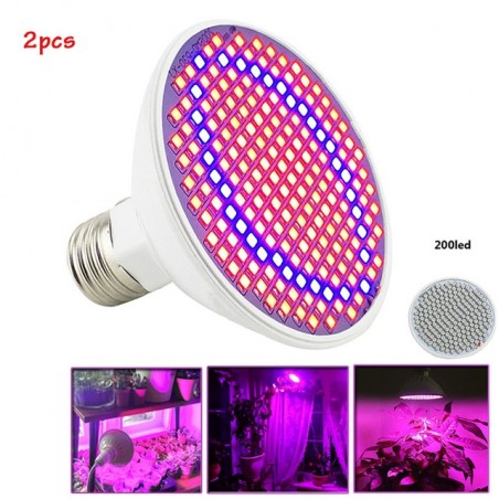 E27 LED lamp - 200 LED - grow lamp - hydroponics - 2 pieces