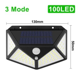 Outdoor / garden solar light - lamp - waterproof - motion sensor - 3-modes - 100 LED