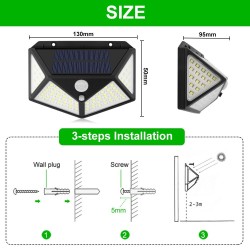 Outdoor / garden solar light - lamp - waterproof - motion sensor - 3-modes - 100 LED