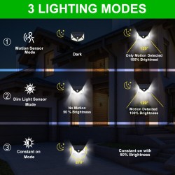 Outdoor / garden solar light - lamp - waterproof - motion sensor - 3-modes - 100 LED