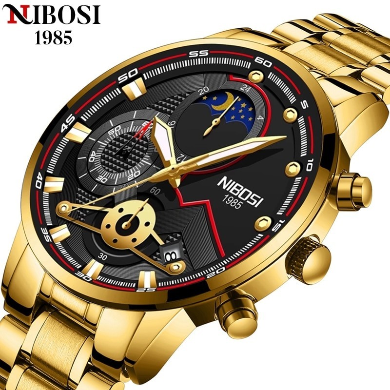 NIBOSI - luxurious men's watch - waterproof - Quartz - stainless steel