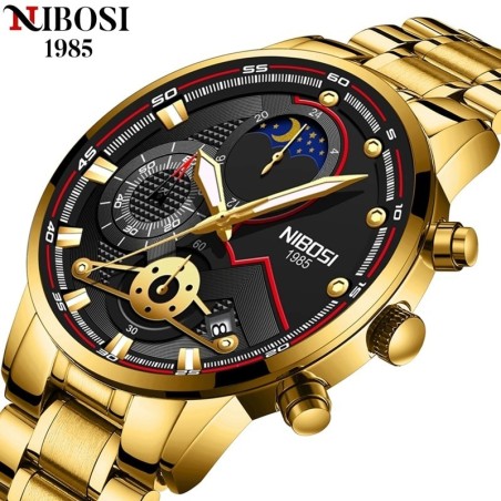 NIBOSI - luxurious men's watch - waterproof - Quartz - stainless steel