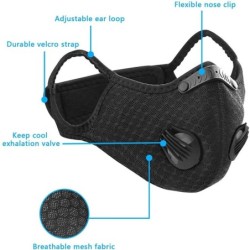 Face / mouth protection mask - antibacterial - with activated carbon filters PM 2.5
