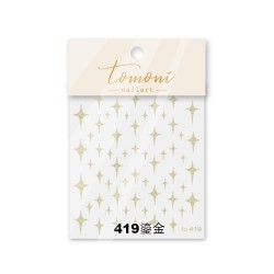 Nail stickers - gold / silver - flame / stars / white cloudsNails