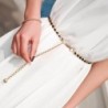 Fashionable metal belt - long thin chain - with colorful beads - adjustable