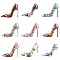 Stylish sexy stilettos - pumps with thin heel - pointed toe - patent leather - spring printingHigh heels
