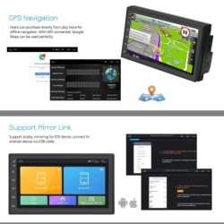 Universal car radio - MP5 player - 2 Din - Android - Bluetooth - GPS - MirrorLink - touch screen - camera