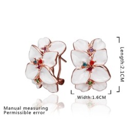Flower shaped stud earrings - with multicolor zircon - rose goldEarrings