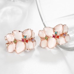Flower shaped stud earrings - with multicolor zircon - rose goldEarrings