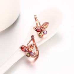 Elegant rose gold stud earrings - four color zircon - butterflies shapedEarrings