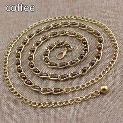 Fashionable metal belt - long thin chain - with colorful beads - adjustable