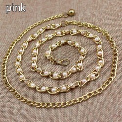 Fashionable metal belt - long thin chain - with colorful beads - adjustableBelts