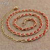 Fashionable metal belt - long thin chain - with colorful beads - adjustable