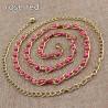 Fashionable metal belt - long thin chain - with colorful beads - adjustable