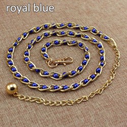 Fashionable metal belt - long thin chain - with colorful beads - adjustable