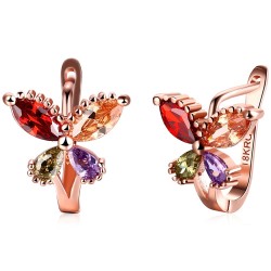 Elegant rose gold stud earrings - four color zircon - butterflies shaped