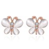 Rose gold stud earrings - with crystals / white opal - butterfly shapedEarrings