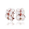 Flower shaped stud earrings - with multicolor zircon - rose goldEarrings