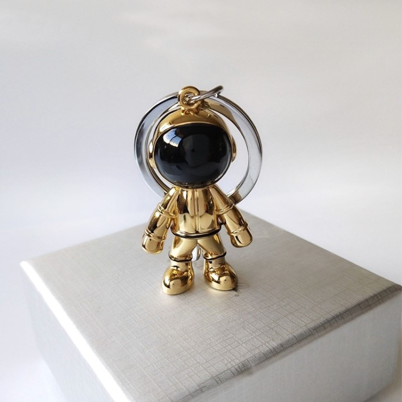 Fashionable handmade keychain - with 3D astronaut - space robotKeyrings