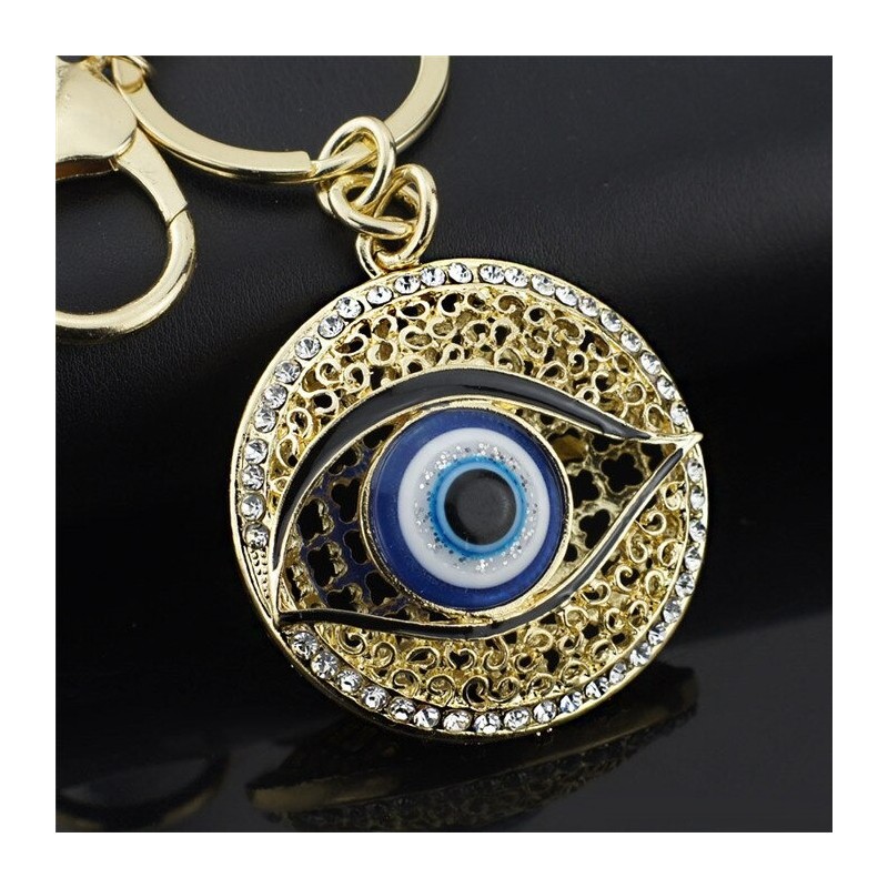 Round hollow keychain - with a crystal eyeKeyrings