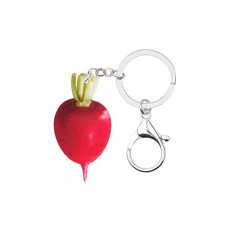 Metal keychain with acrylic red radish