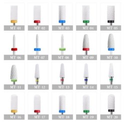 Replaceable rotary heads - bits - for electric nail drill - ceramic tungsten carbide - manicure / pedicure