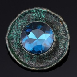 Antique silver round brooch - with crystalBrooches
