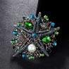 Crystal sea star with pearl - vintage brooch