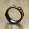 Black ring - with rotatable gold chain - unisex - stainless steelRings