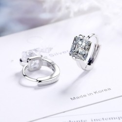 Luxurious small round earrings - with crystal - 925 sterling silver