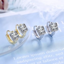 Luxurious small round earrings - with crystal - 925 sterling silver
