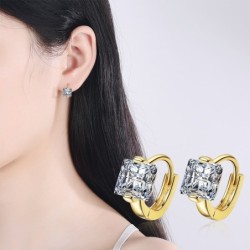 Luxurious small round earrings - with crystal - 925 sterling silverEarrings