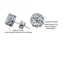 Fashionable small stud earrings - crown with zirconia - unisexEarrings