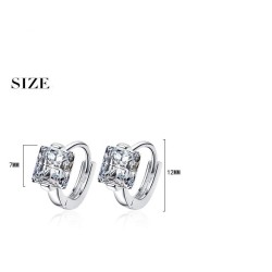 Luxurious small round earrings - with crystal - 925 sterling silver