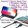 Multi USB - wireless fast charger - ISO / type-C / micro - QC3.0 - 60W